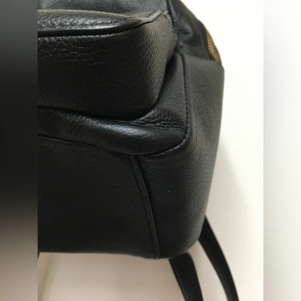 Kate Spade Cow Leather Zipper Backpack Black Gold Classic Preppy - Picture 3 of 15